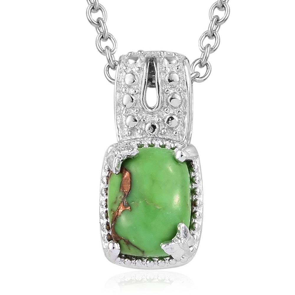 KARIS MOJAVE GREEN TURQUOISE PENDANT & STAINLESS STEEL NECKLACE